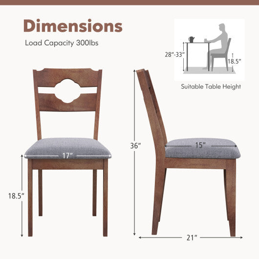 Dining Chair Set of 2 Fabric Upholstered Kitchen Chairs with Padded Seat and High Back-Gray - Color: Gray