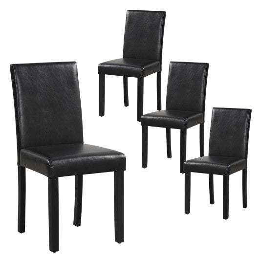 Dining Chair Set of 4 Upholstered Kitchen Dinette Chairs with Wood Frame-Black - Color: Black