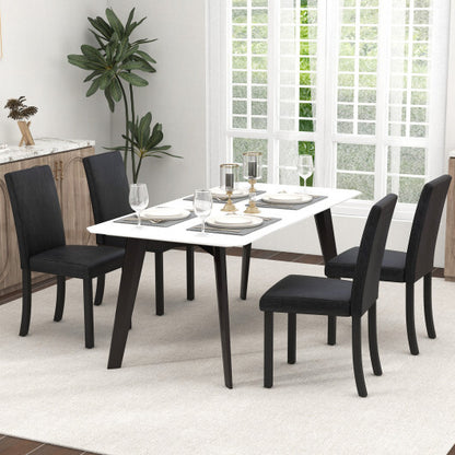 Dining Chair Set of 4 Upholstered Kitchen Dinette Chairs with Wood Frame-Black - Color: Black