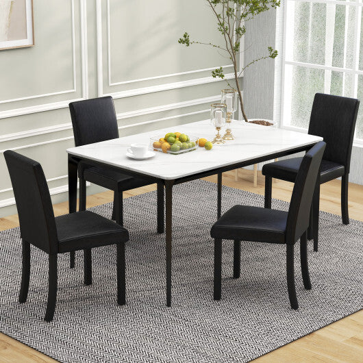 Dining Chair Set of 4 Upholstered Kitchen Dinette Chairs with Wood Frame-Black - Color: Black