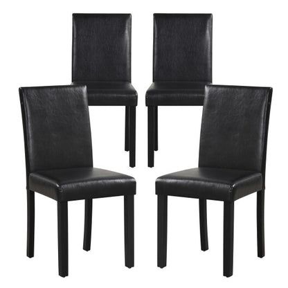 Dining Chair Set of 4 Upholstered Kitchen Dinette Chairs with Wood Frame-Black - Color: Black