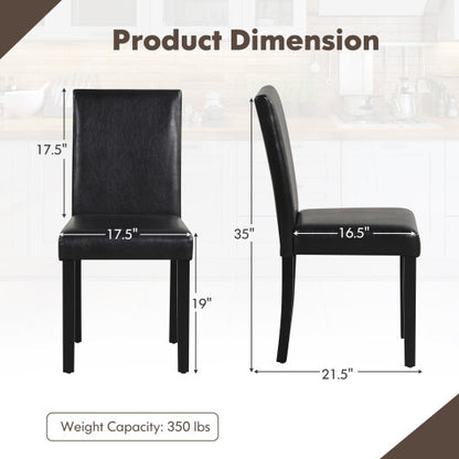 Dining Chair Set of 4 Upholstered Kitchen Dinette Chairs with Wood Frame-Black - Color: Black