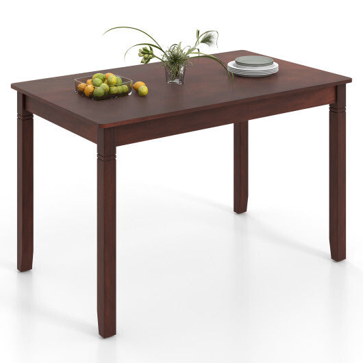 48-Inch Wooden Dining Table for 4 People Rectangular Kitchen Table with Rubber Wood Legs-Cherry - Color: Cherry