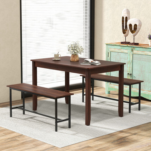 48-Inch Wooden Dining Table for 4 People Rectangular Kitchen Table with Rubber Wood Legs-Cherry - Color: Cherry