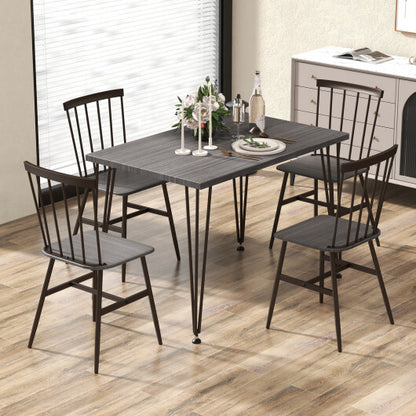 5-Piece Dining Table Set for 4 with 360? Swivel Feet for Small Place-Grey Oak - Color: Gray