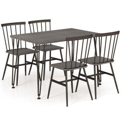 5-Piece Dining Table Set for 4 with 360? Swivel Feet for Small Place-Grey Oak - Color: Gray