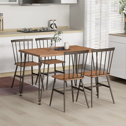 5-Piece Dining Table Set for 4 with 360? Swivel Feet for Small Place-Walnut and Black-Brown - Color: Walnut