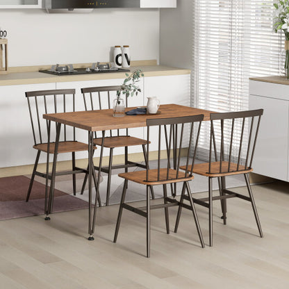 5-Piece Dining Table Set for 4 with 360? Swivel Feet for Small Place-Walnut and Black-Brown - Color: Walnut