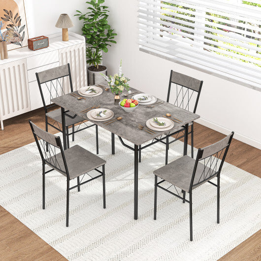 5-Piece Dining Table Set for 4 with Kitchen Table and 4 Dining Chairs-Gray - Color: Gray