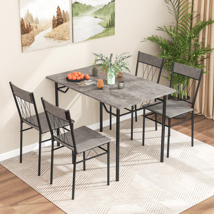 5-Piece Dining Table Set for 4 with Kitchen Table and 4 Dining Chairs-Gray - Color: Gray