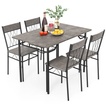 5-Piece Dining Table Set for 4 with Kitchen Table and 4 Dining Chairs-Gray - Color: Gray