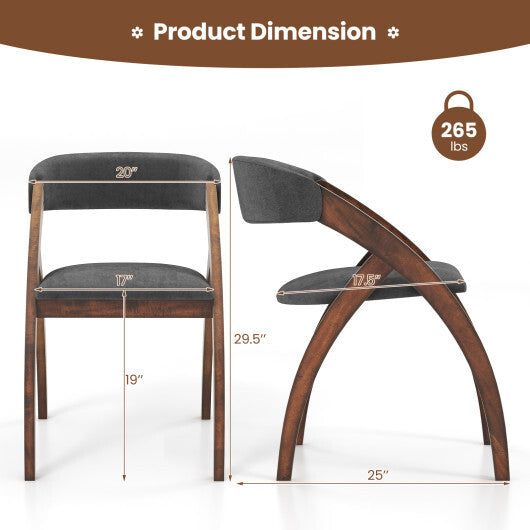 Dining Chair Set of 2 with Padded Cushion and Curved Back for Living Room-Walnut - Color: Walnut