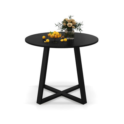 36 Inch Mid-Century Round Dining Table with Pedestal Base for Dining Room-Black - Color: Black