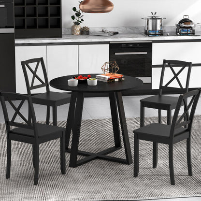 36 Inch Mid-Century Round Dining Table with Pedestal Base for Dining Room-Black - Color: Black