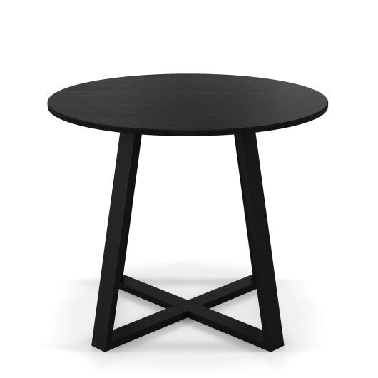 36 Inch Mid-Century Round Dining Table with Pedestal Base for Dining Room-Black - Color: Black