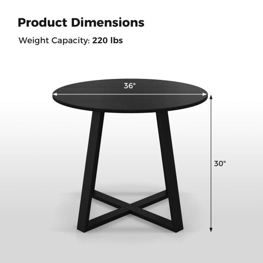 36 Inch Mid-Century Round Dining Table with Pedestal Base for Dining Room-Black - Color: Black