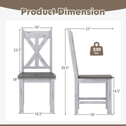 Farmhouse Chair Set of 2 with Rubber Wood Frame and Elegant Hollowed Backrest-Gray - Color: Gray