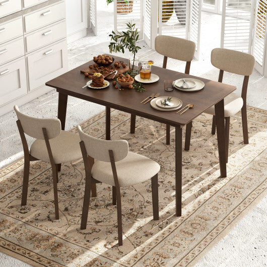 5-Piece Dining Table Set for 4 with Rubber Wood Frame and Padded Set-Brown - Color: Brown