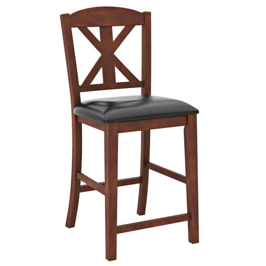 24 Inch Upholstered Dining Chair with Hollowed High Backrest Set of 2-Brown - Color: Brown