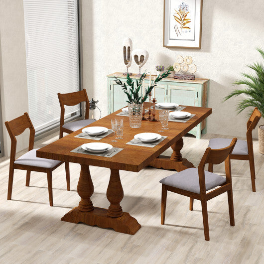 Wooden Dining Chair Set of 2 with Rubber Wood Frame and Wide Padded Seat-Walnut - Color: Walnut