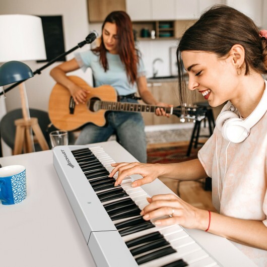 88-Key Foldable Digital Piano with MIDI and Wireless BT-White - Color: White