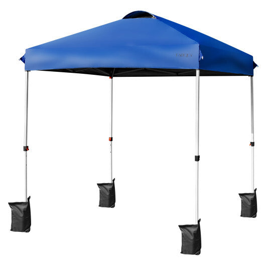 6.6? x 6.6 Feet Outdoor Pop Up Camping Canopy Tent with Roller Bag-Blue - Color: Blue