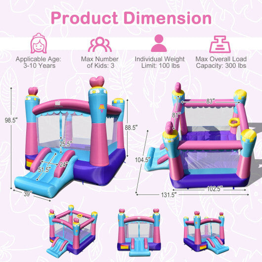 3-in-1 Princess Theme Inflatable Castle without Blower - Color: Pink & Blue