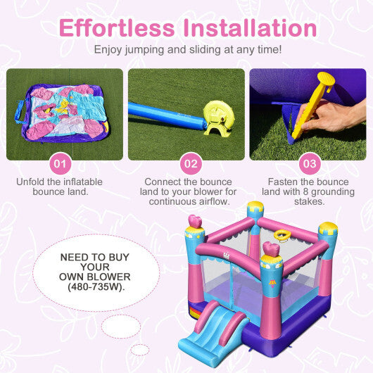 3-in-1 Princess Theme Inflatable Castle without Blower - Color: Pink & Blue