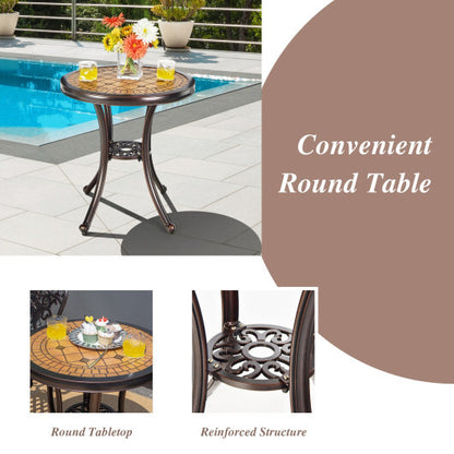 3-Piece All-Weather Cast Aluminum Patio Bistro Set-Copper - Color: Copper