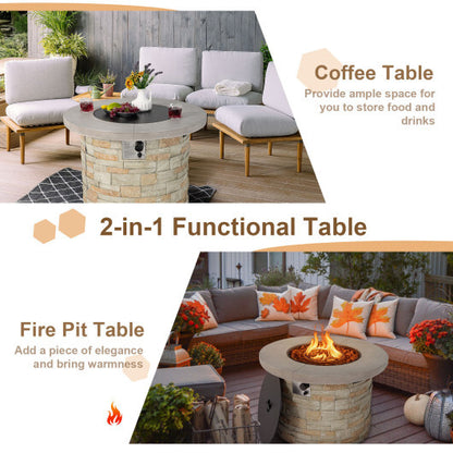 36 Inch Propane Gas Fire Pit Table with Lava Rock and PVC cover-Gray - Color: Gray