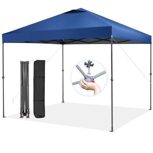 10 x 10 Feet Foldable Outdoor Instant Pop-up Canopy with Carry Bag-Blue - Color: Blue