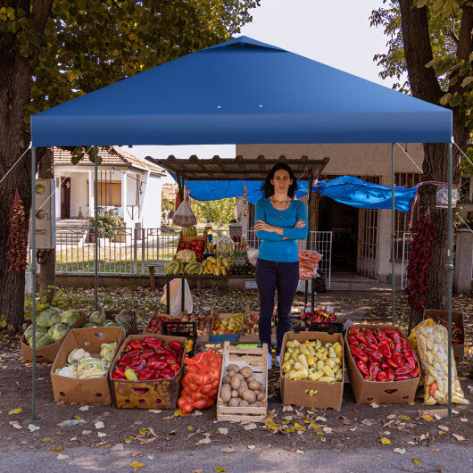 10 x 10 Feet Foldable Outdoor Instant Pop-up Canopy with Carry Bag-Blue - Color: Blue