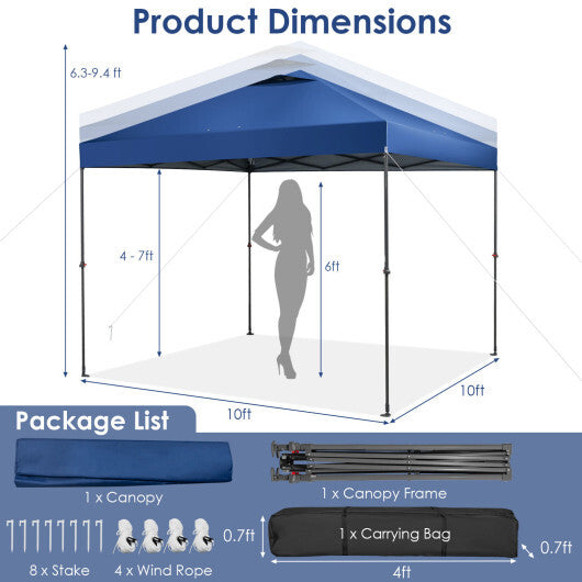 10 x 10 Feet Foldable Outdoor Instant Pop-up Canopy with Carry Bag-Blue - Color: Blue