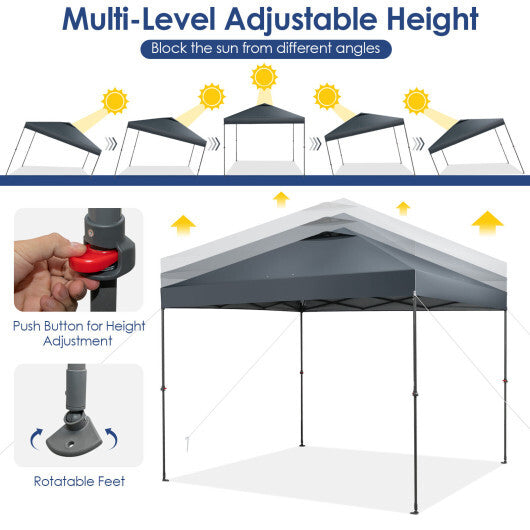 10 x 10 Feet Foldable Outdoor Instant Pop-up Canopy with Carry Bag-Gray - Color: Gray