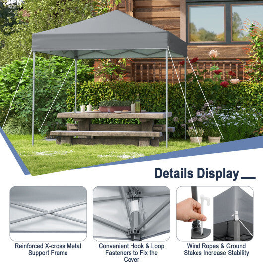 6.6 x 6.6 Feet Outdoor Pop-up Canopy Tent with UPF 50+ Sun Protection-Gray - Color: Gray