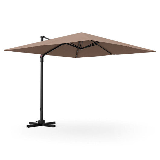 9.5 Feet Square Patio Cantilever Umbrella with 360? Rotation-Coffee - Color: Coffee