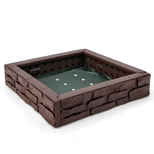 2-In-1 HDPE Kids Sandbox with Cover and Bottom Liner-Brown - Color: Brown