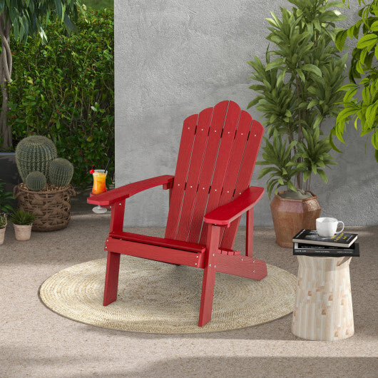 Weather Resistant HIPS Outdoor Adirondack Chair with Cup Holder-Red - Color: Red