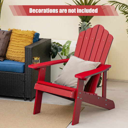 Weather Resistant HIPS Outdoor Adirondack Chair with Cup Holder-Red - Color: Red