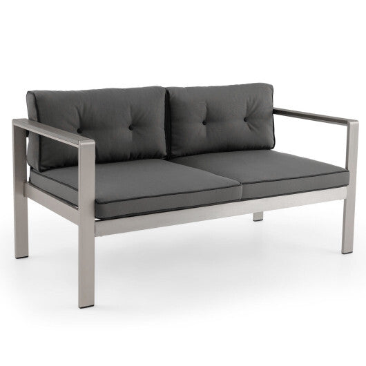 Contemporary 2-Person Sofa Chair with WPC Armrests for Balcony Backyard Porch - Color: Gray