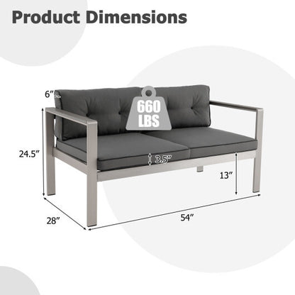 Contemporary 2-Person Sofa Chair with WPC Armrests for Balcony Backyard Porch - Color: Gray