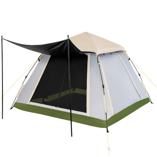 2-4 Person Instant Pop-up Camping Tent with Removable Rainfly - Color: Beige