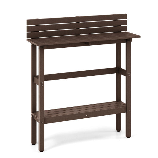 48 Inch Patio Pub Height Table with Storage Shelf and Adjustable Foot Pads-Brown - Color: Brown