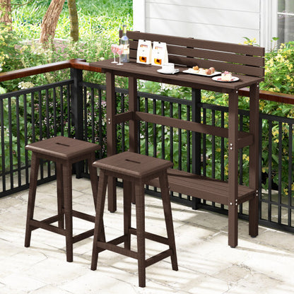 48 Inch Patio Pub Height Table with Storage Shelf and Adjustable Foot Pads-Brown - Color: Brown