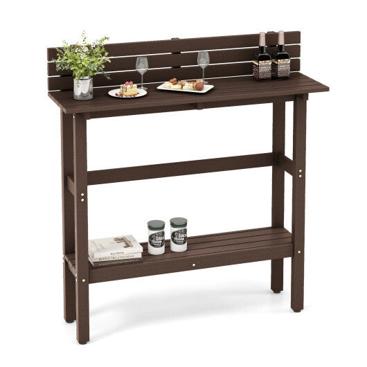 48 Inch Patio Pub Height Table with Storage Shelf and Adjustable Foot Pads-Brown - Color: Brown