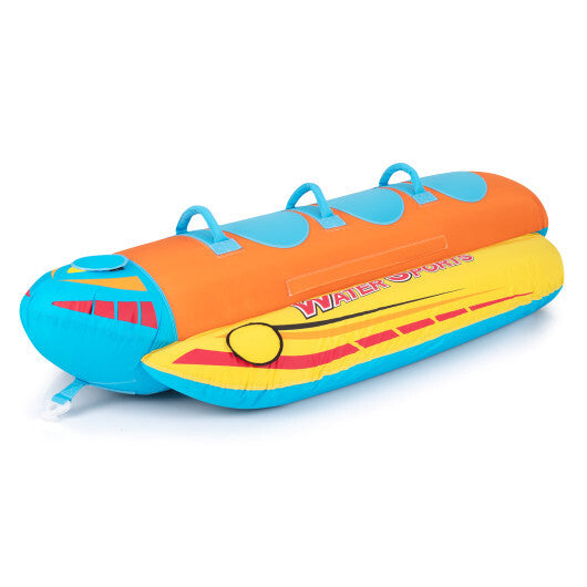 3-Person Inflatable Banana Boat with 3 EVA-padded Seats and Handles - Color: Orange