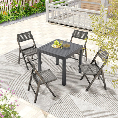 Expandable Patio Dining Table for 4-6 People-Grey - Color: Gray