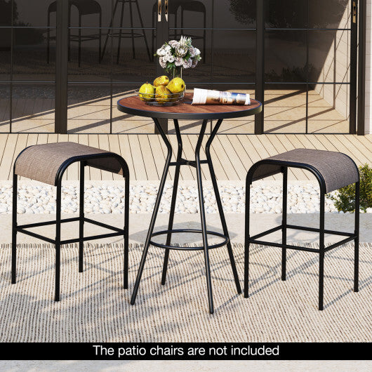 3 Pieces Outdoor Round Bar Table Set with 1.6 Inches Umbrella Hole