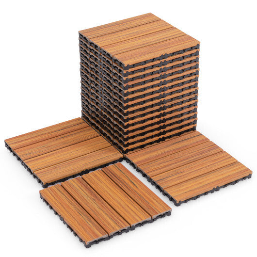 18 Pieces 12 x 12 Inch Interlocking Deck Tiles for 1.7m Total Splicing Area-Brown - Color: Brown