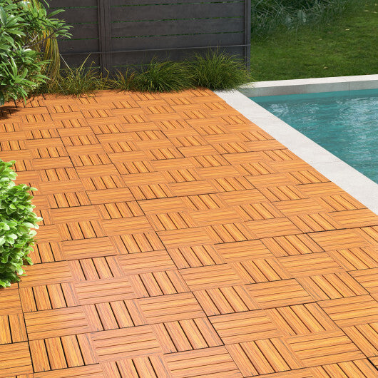 18 Pieces 12 x 12 Inch Interlocking Deck Tiles for 1.7m Total Splicing Area-Brown - Color: Brown